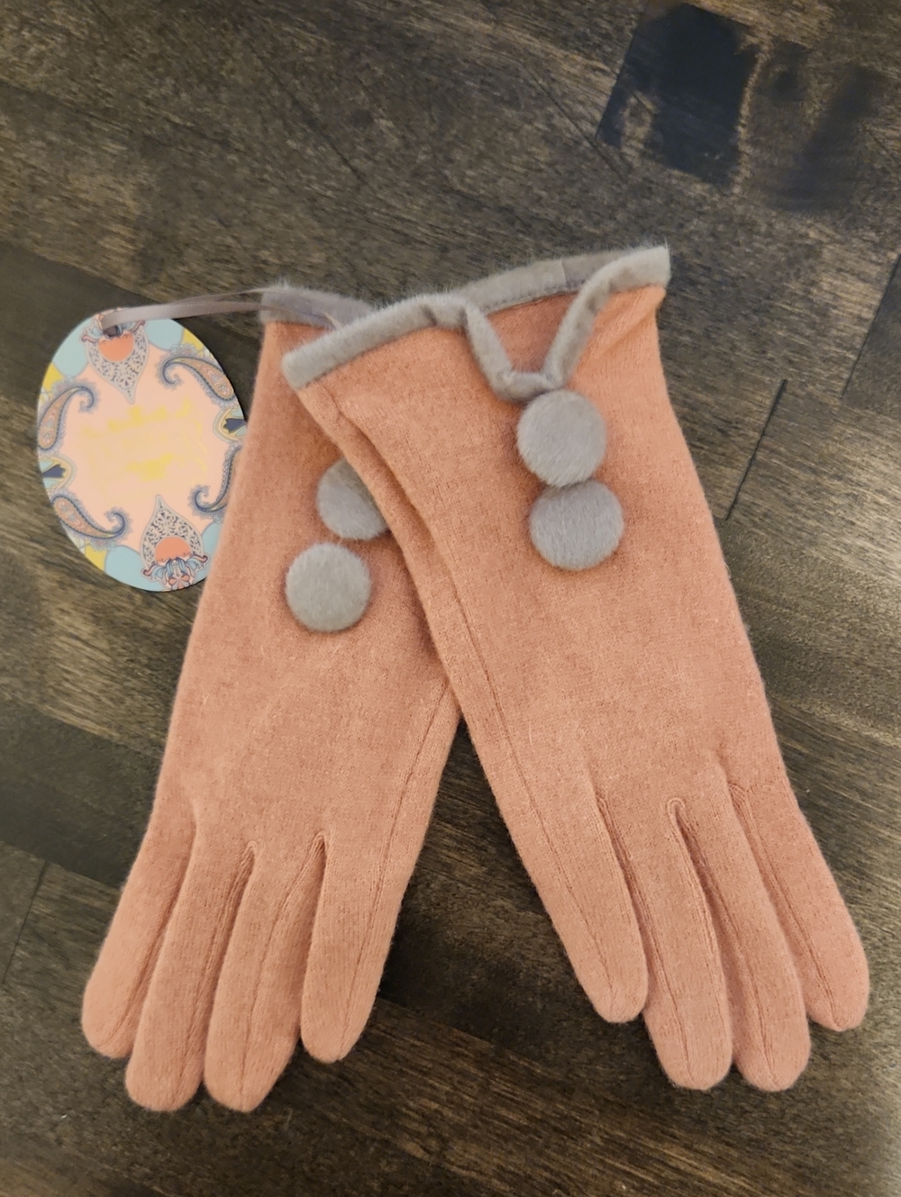 Powder UK Christabel Wool Candy Gloves Pink And Grey